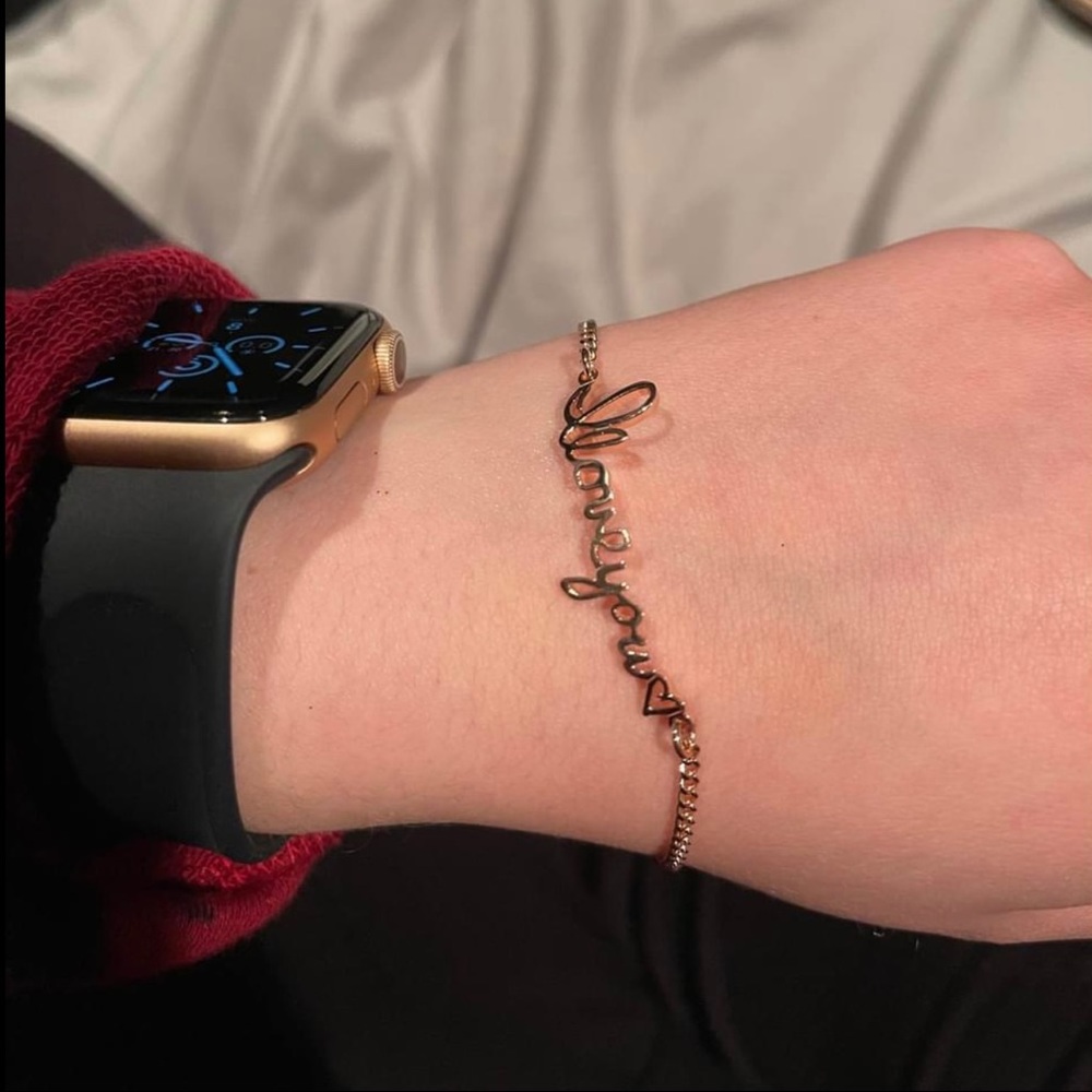 “I love you” sterling silver bracelet (finished in rose gold)